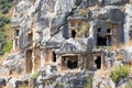 Ancient lycian necropolis with tomb carved in rocks