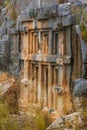 Ancient Lycian rock cut tombs Royalty Free Stock Photo