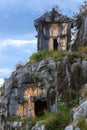 Ancient Lycian rock cut tombs Royalty Free Stock Photo