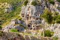 Ancient lycian rock tomb ruins in Demre, former Myra, Antalya, Turkey Royalty Free Stock Photo