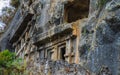 Ancient Lycian Rock tombs in Fethiye, Turkey Royalty Free Stock Photo