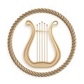 Ancient lyre in metal rope circle 3d rendering