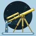 Ancient mag looking into a telescope Royalty Free Stock Photo