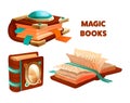 Ancient magic book with mystic spells and witchcraft