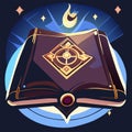 Ancient magic book with runes. Esoteric vector illustration in cartoon style AI generated