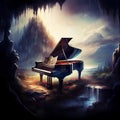 Ancient magical piano in the mountain