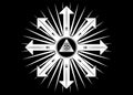 Ancient magical sigil, occult mystic symbol of chaos for witchcraft and black magic. Sacred Masonic all Seeing eye, the third eye