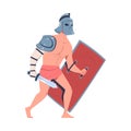 Ancient Man Gladiator as Roman Character with Shield and Sword Vector Illustration Royalty Free Stock Photo