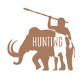 Ancient man hunting mammoth logo template