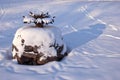 Ancient manor park fountain construction in winter Royalty Free Stock Photo