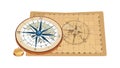 Ancient Map Compass: Treasure Hunt Exploration Gear, vector design Generative AI Royalty Free Stock Photo