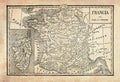 Ancient map of metropolitan France Royalty Free Stock Photo