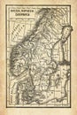 Ancient map of Scandinavian Peninsula Royalty Free Stock Photo