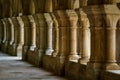 Ancient marble Column corridor of a medieval French abbey. Abbey of Fontenay, Burgundy, France, Europe Royalty Free Stock Photo