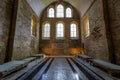 Ancient marble Column corridor of a medieval French abbey. Abbey of Fontenay, Burgundy, France, Europe