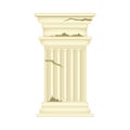 Ancient marble pillar, stone column ruin, old temple architectural element vector illustration Royalty Free Stock Photo