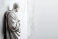 Ancient marble statue of a man near empty wall. Greek sculpture with copy space for text. Antique sculpture, plaster sculpture. AI Royalty Free Stock Photo