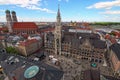 Ancient Marienplatz. New City Hall, Cathedral of Our Dear Lady Munich Frauenkirche Royalty Free Stock Photo