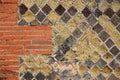 Ancient masonry renewed with modern brickwall Royalty Free Stock Photo