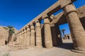 Ancient Massive Columns of Karnak Temple Complex in the Great Hypostyle Hall in the Precinct of Amun-Re Royalty Free Stock Photo