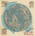 Ancient maya calendar with mystic glyphs and symbols