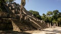 Ancient Maya ruins of Calakmul in the thick jungle and tree landscapes on a sunny day in the YucatÃÂ¡n Peninsula of Mexico.
