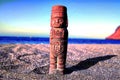 Ancient Maya Statue on the Sand Beach Royalty Free Stock Photo