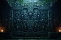 Ancient Mayan carvings of ethereal and mythical fi Royalty Free Stock Photo