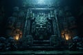 Ancient Mayan carvings of ethereal and mythical fi Royalty Free Stock Photo