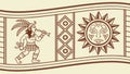 Ancient Mayan figures and symbolic sun pattern border, vector design Generative AI Royalty Free Stock Photo