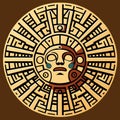 Ancient Mayan mask. Vector illustration in a flat style. For your design. AI generated