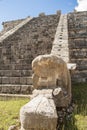 Ancient Mayan pyramid detail, Kukulcan Temple at Chichen Itza, Yucatan, Mexico Royalty Free Stock Photo