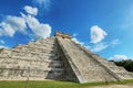 Ancient Mayan pyramid Kukulcan Temple, Chichen Itza, Yucatan, Mexico. UNESCO world heritage site. Isolated on white background Royalty Free Stock Photo