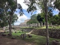 Ancient Mayan ruins near the ocean In Chichenitza Mexico. Royalty Free Stock Photo