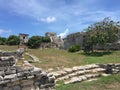 Ancient Mayan ruins near the ocean In Tulum, Mexico.