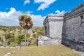 Ancient mayan ruins at  Tulum on the Mayan Riviera in Mexico Royalty Free Stock Photo