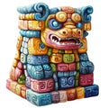 Ancient Mayan Stone Sculpture with Colorful Abstract Design Royalty Free Stock Photo