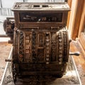 Ancient mechanical cash register in the museum