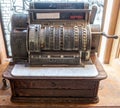 Ancient mechanical cash register in the museum