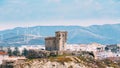 Ancient medieval Castle Tower in Tarifa, Andalusia Royalty Free Stock Photo