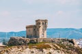 Ancient medieval Castle Tower in Tarifa, Andalusia Spain. Royalty Free Stock Photo