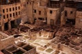 Ancient medieval Chouara Tannery in the Fez city, Morocco Royalty Free Stock Photo