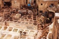 Ancient medieval Chouara Tannery in the Fez city, Morocco Royalty Free Stock Photo