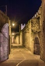 Historic fortification wall at old town Alcudia, Majorca island, Spain