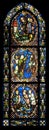 ancient medieval mosaic stained glass window in gothic style