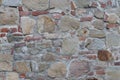 Ancient medieval stone masonry. Texture of a fragment of a wall of an old structure. A background for design and creative work. De Royalty Free Stock Photo