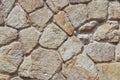 Ancient medieval stone masonry. Texture of a fragment of a wall of an old structure. A background for design and creative work. De Royalty Free Stock Photo