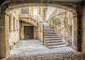 Ancient medieval street in Girona Royalty Free Stock Photo