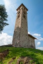 Ancient medieval tower against blue sky Royalty Free Stock Photo