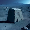 Stone structures on alien world. Moon monuments, artifacts. AI Generated image